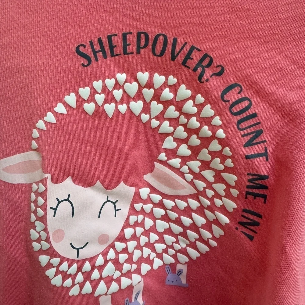 Carter’s 2T Girls Pink Sheepover Count Me In Long Sleeve Pajama Top